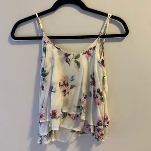 Floral, cream adjustable strap tank top size XS or S